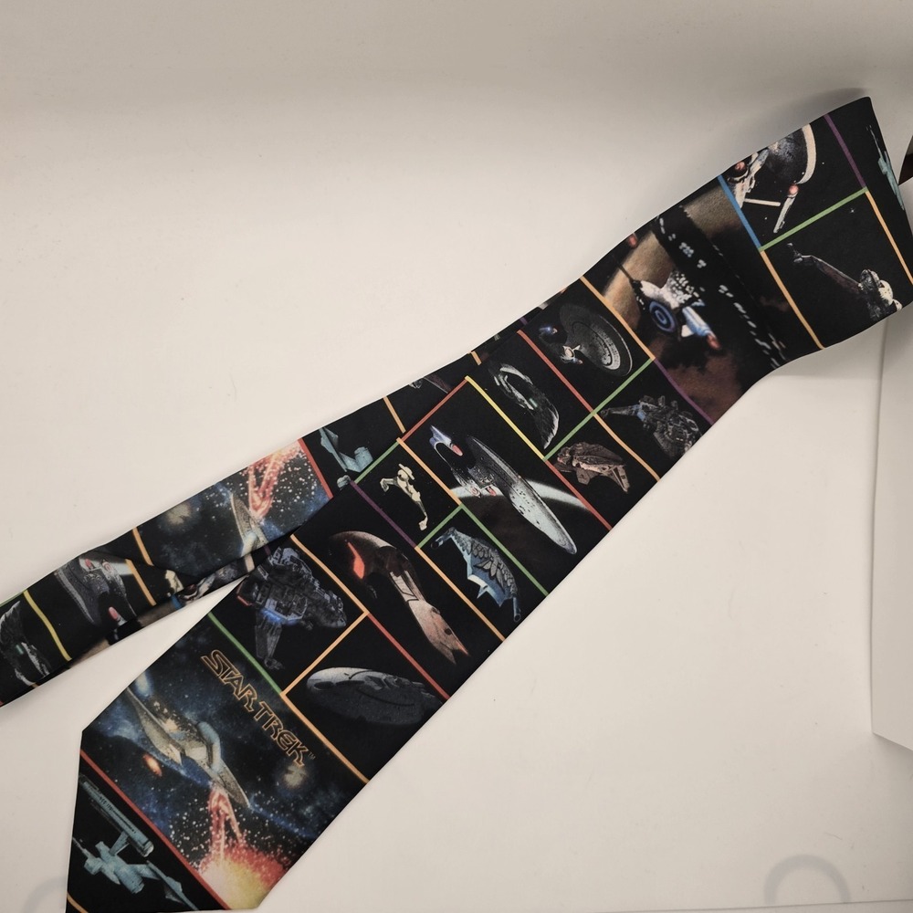 STAR TREK Ralph Marlin Vintage 1996 Ship Montage Neck Tie - Made in USA‎ RARE
